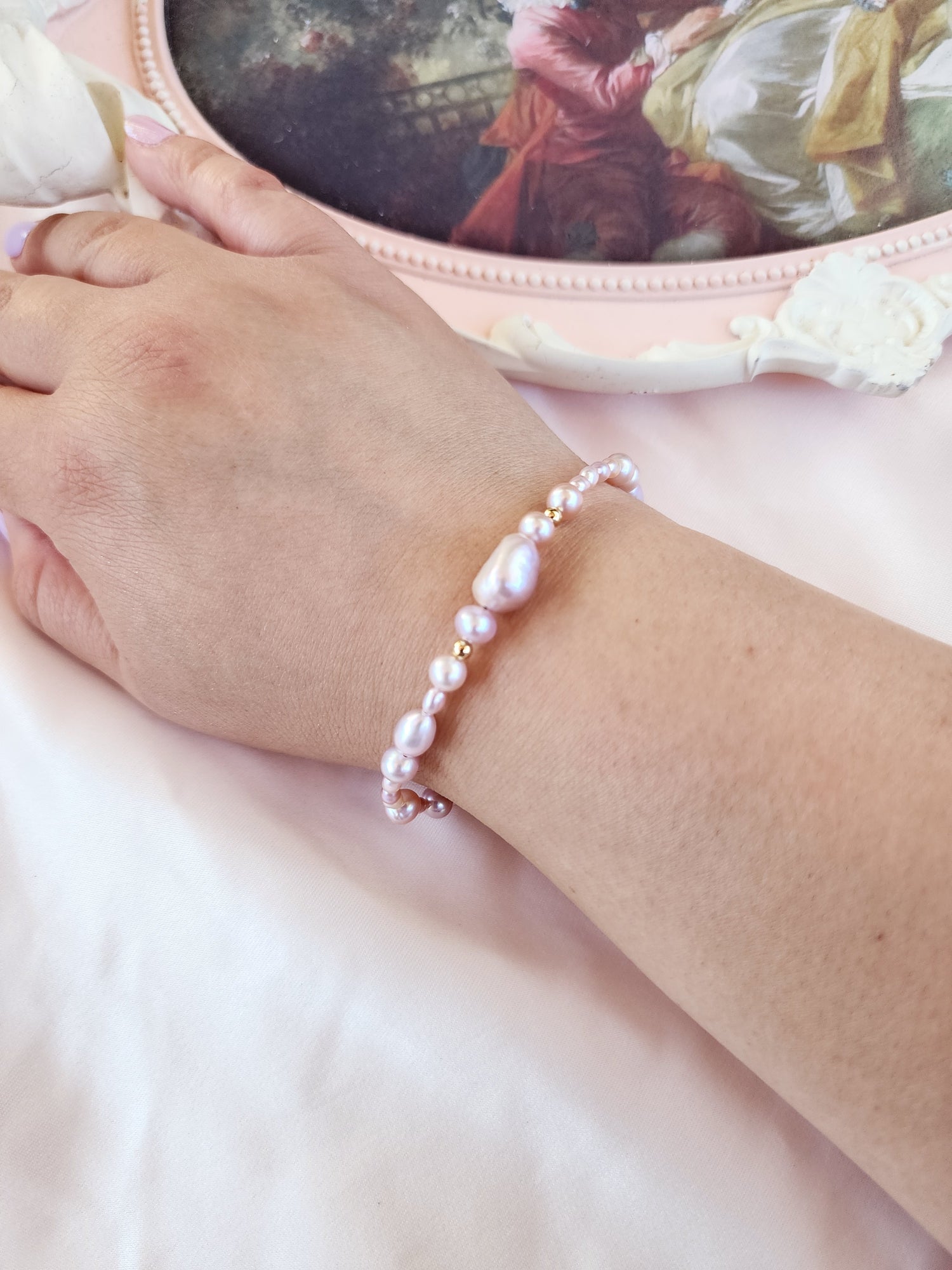 Lavender Pink Pearl Bracelet