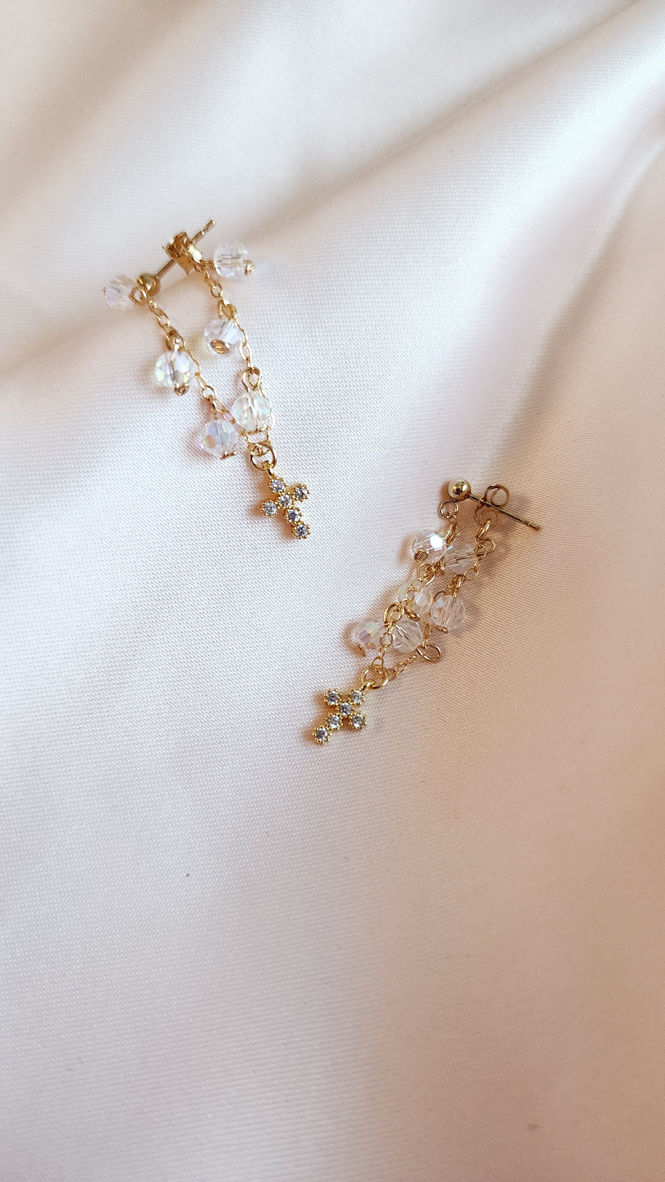 Crystal Cross Stud Earrings — Starry Night | 14kt Gold Fill &amp; Sterling Silver