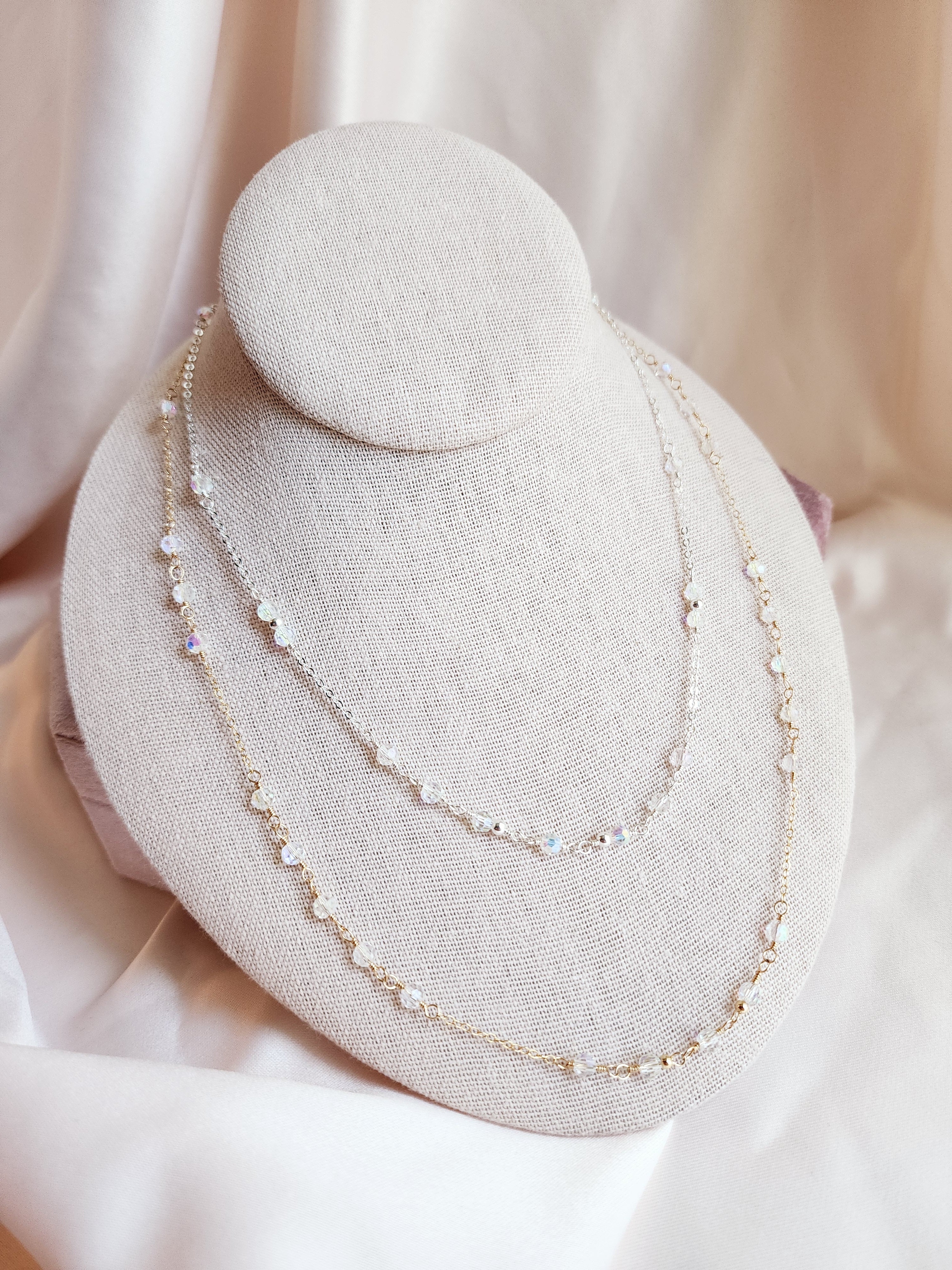 Crystal Layering Necklace — Halo | 14kt Gold Fill &amp; Sterling Silver