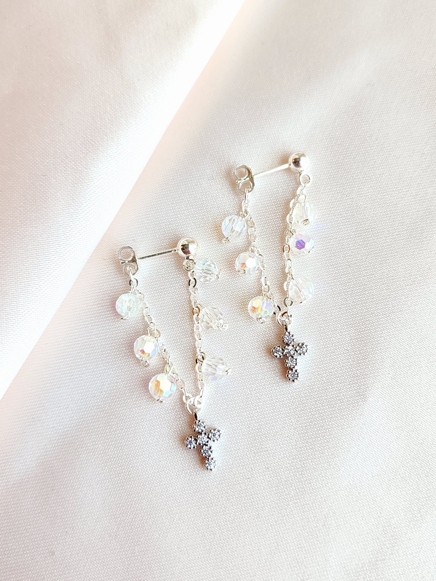 Crystal Cross Stud Earrings — Starry Night | 14kt Gold Fill &amp; Sterling Silver