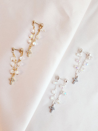Crystal Cross Stud Earrings — Starry Night | 14kt Gold Fill &amp; Sterling Silver