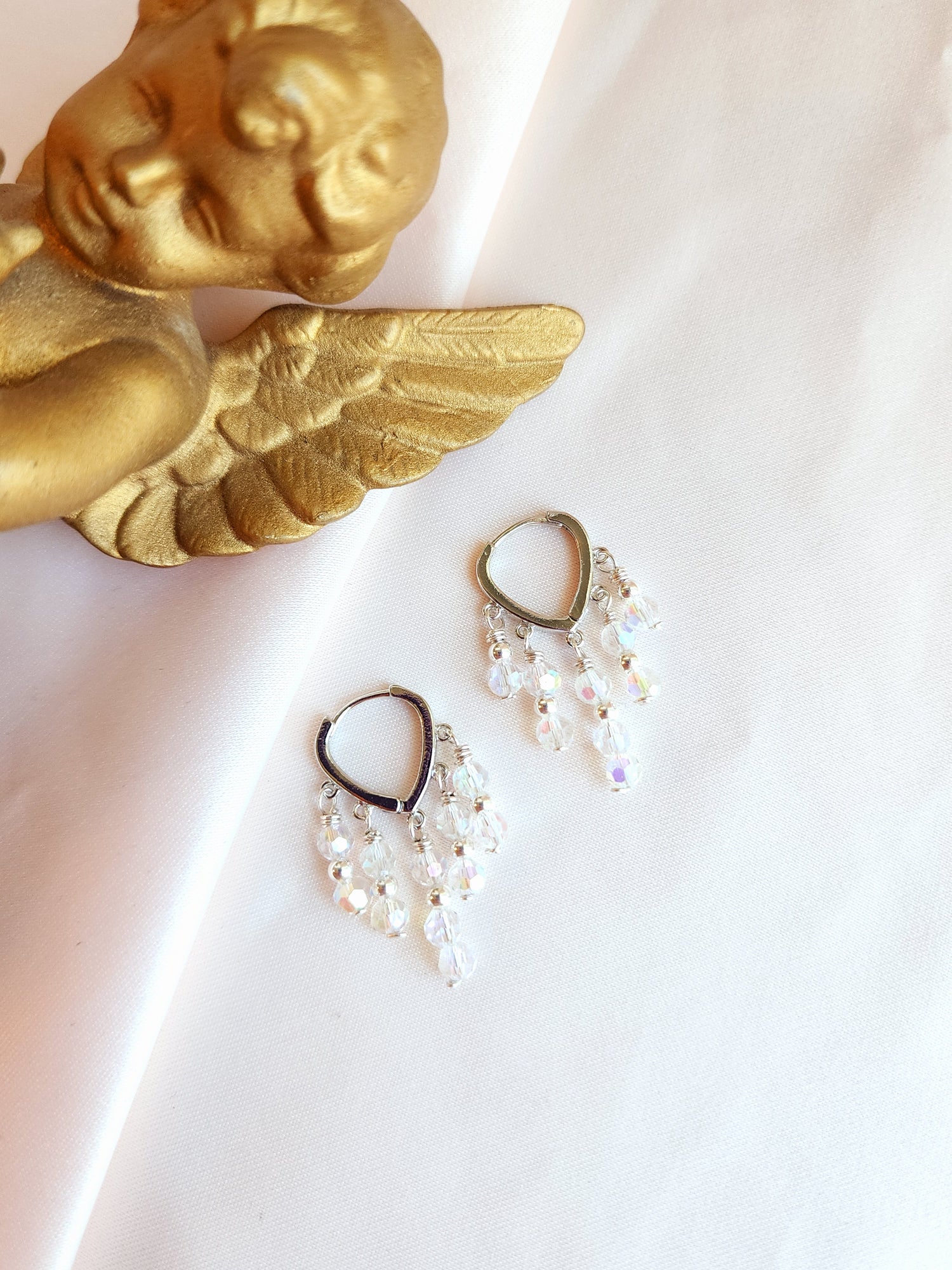 Crystal Huggie Hoop Earrings — Dangling Crystal Hoops | 14kt Gold Fill &amp; Sterling Silver