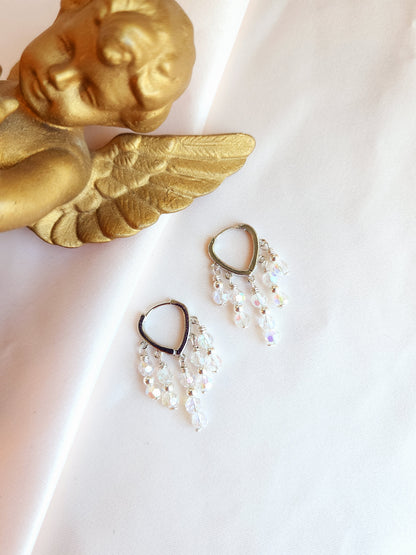 Crystal Huggie Hoop Earrings — Dangling Crystal Hoops | 14kt Gold Fill &amp; Sterling Silver