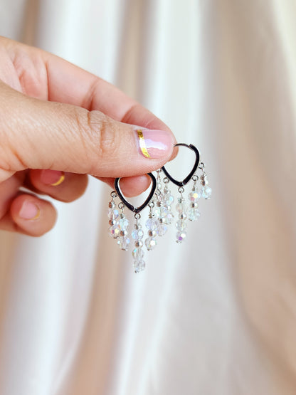 Crystal Huggie Hoop Earrings — Dangling Crystal Hoops | 14kt Gold Fill &amp; Sterling Silver