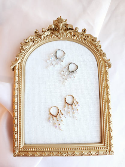 Crystal Huggie Hoop Earrings — Dangling Crystal Hoops | 14kt Gold Fill &amp; Sterling Silver