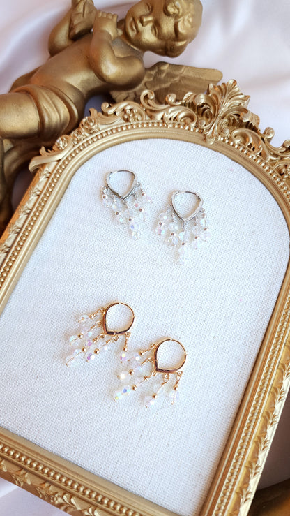 Crystal Huggie Hoop Earrings — Dangling Crystal Hoops | 14kt Gold Fill &amp; Sterling Silver