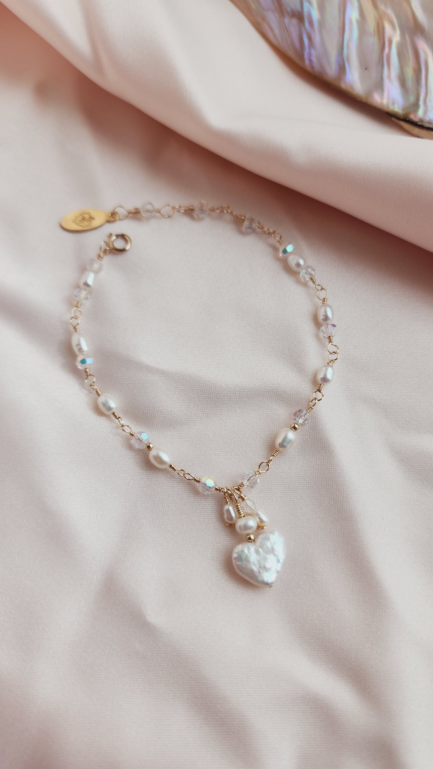 pearl heart bracelet, 14kt gold fill bracelet, bridesmaids bracelet, bride bracelet