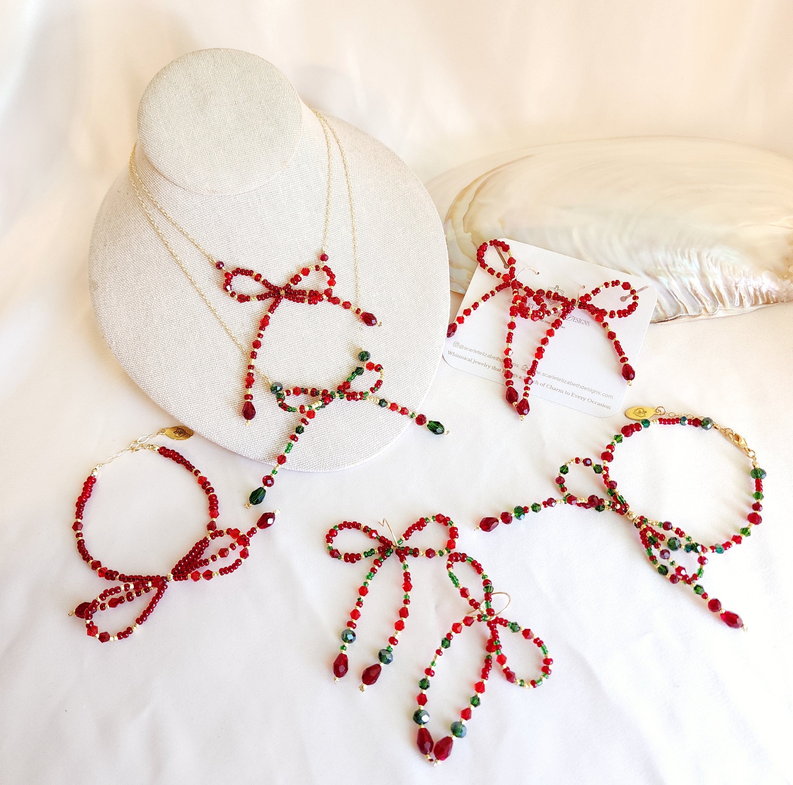 handmade bow earrings for christmas, classic ralph lauren 