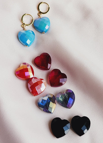 Top view heart crystal earrings