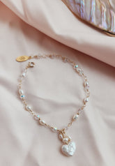 Front view pearl heart bracelet, 14kt gold fill bracelet, bridesmaids bracelet, bride bracelet