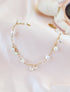 Top View dainty pearl and dangling crystal bracelet for brides and everyday women