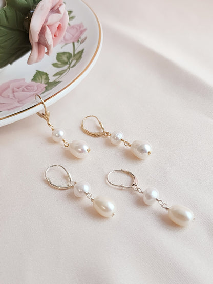 Leverback Pearl Earrings | Selene Pearl Earrings