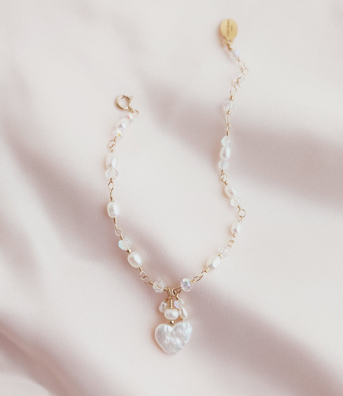 Elegant pearl heart bracelet for the romantic bride