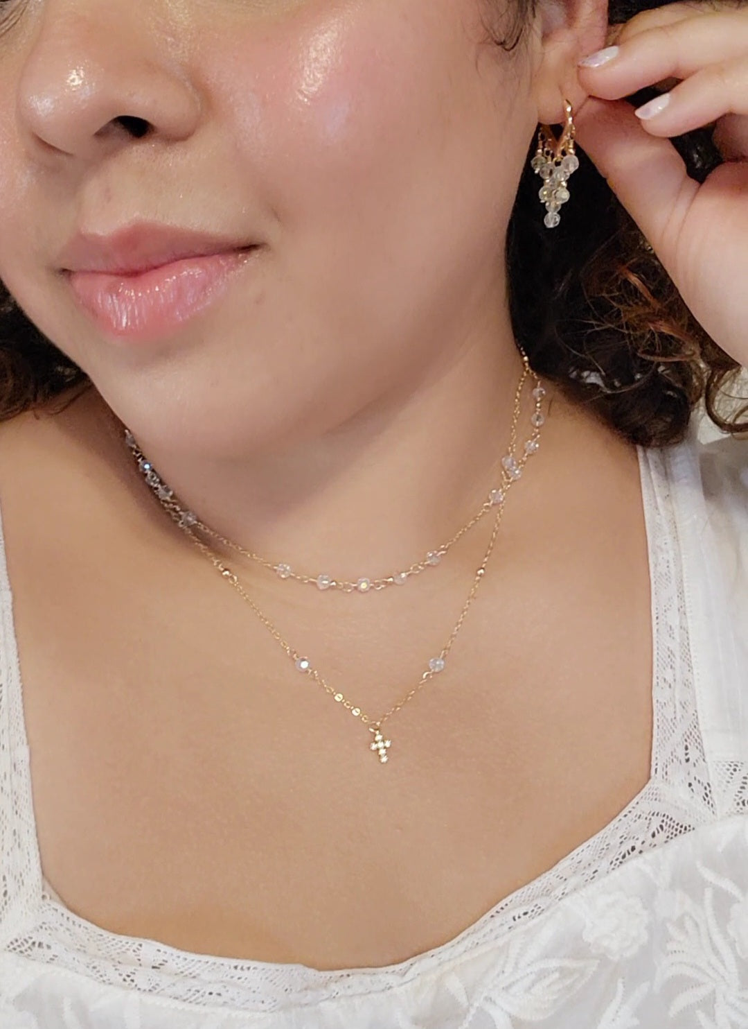 Crystal Huggie Hoop Earrings — Dangling Crystal Hoops | 14kt Gold Fill &amp; Sterling Silver