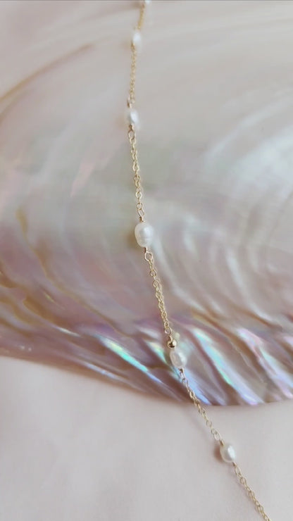 Lariat Pearl Necklace I Sterling Silver and 14ktgf