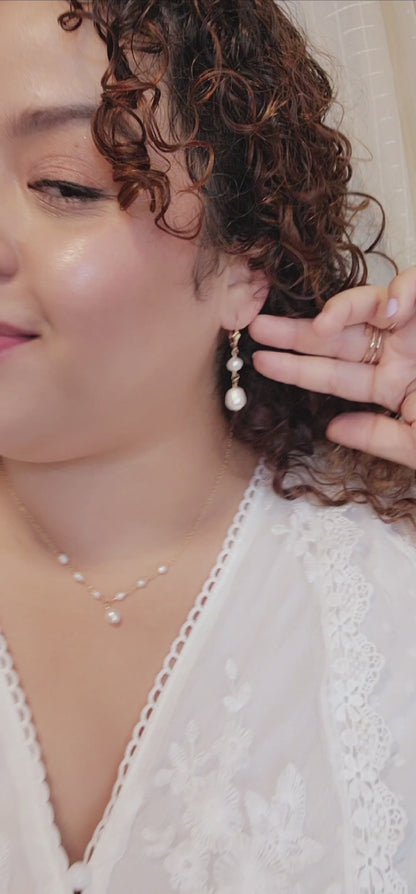 Leverback Pearl Earrings | Selene Pearl Earrings