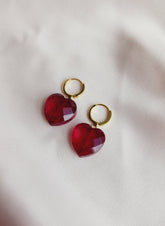 top view red heart earrings
